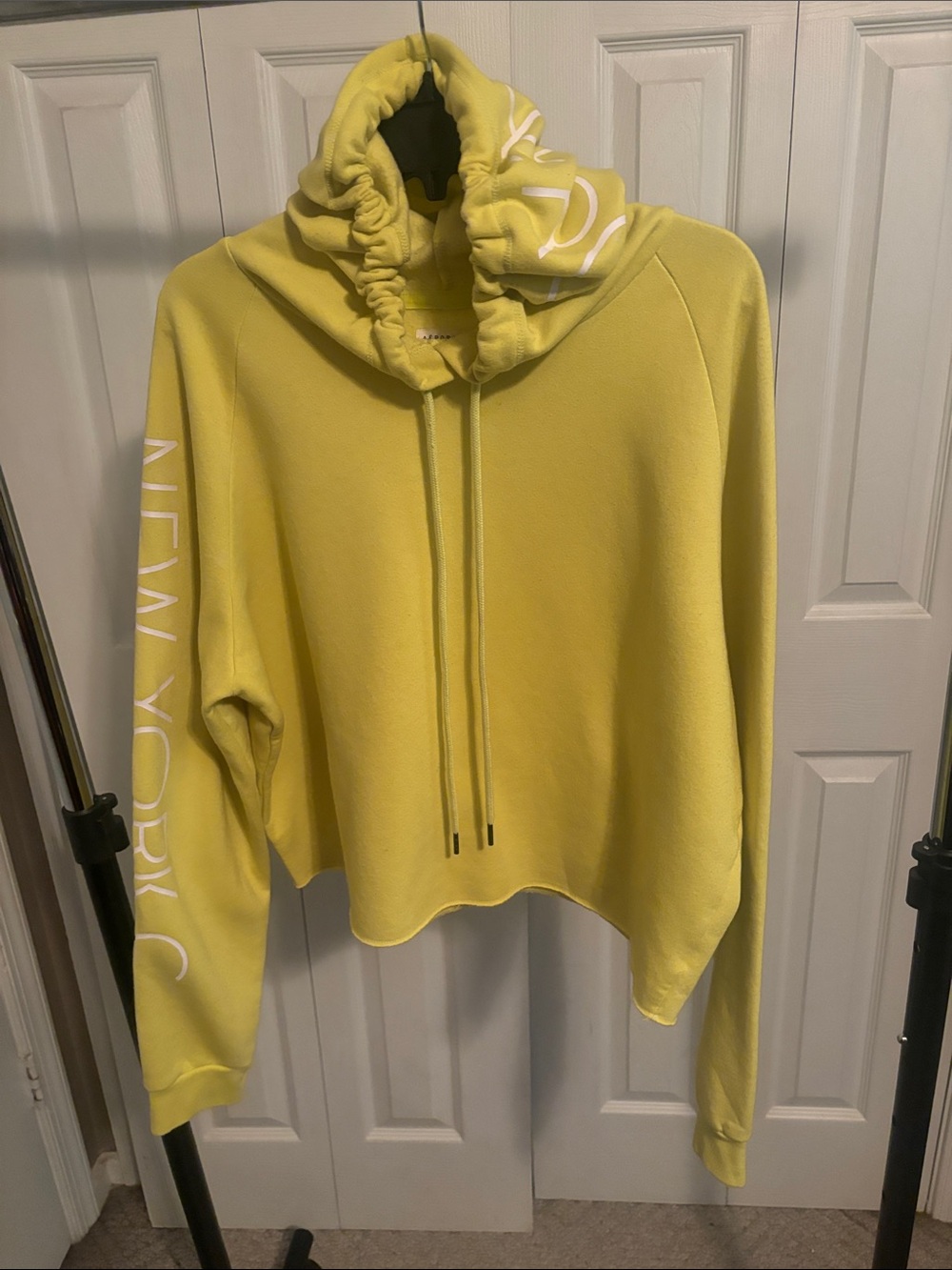 Aeropostale Yellow Pullover Hoodie with Ruched Funnel Neck